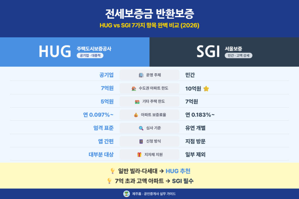 전세보증금 반환보증 비교표